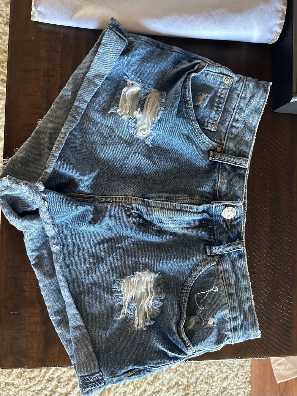 Forever 21 Distressed Blue Denim Jean Shorts